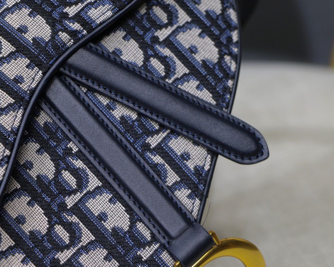 Dior Saddle Flat Belt Pouch Oblique Jacquard M0448 Blue