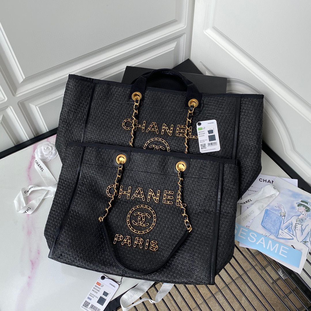 Chanel Large Weave Shopping Bag A66941 Black