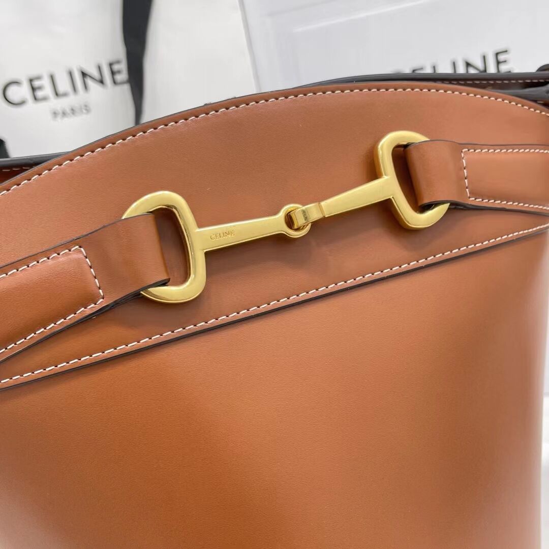 Celine BUCKET BAG IN SHINY CALFSKIN CR92072 brown