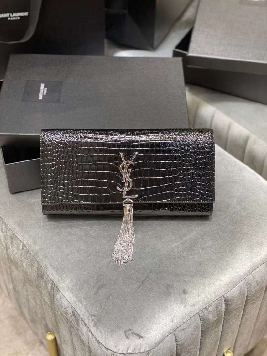 YSL Saint Laurent Medium Kate Bag Y306079 Black silver hardware