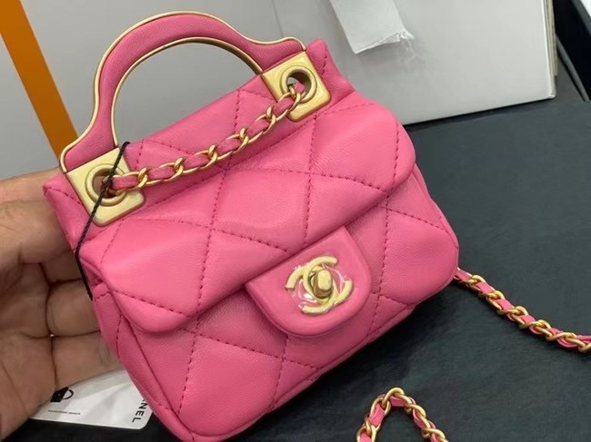 CHANEL Top Handle Micro Mini Wallet On Chain AP2271 rose