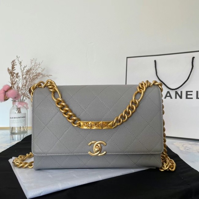 Chanel Flap Shoulder Bag Original leather AS2764 grey