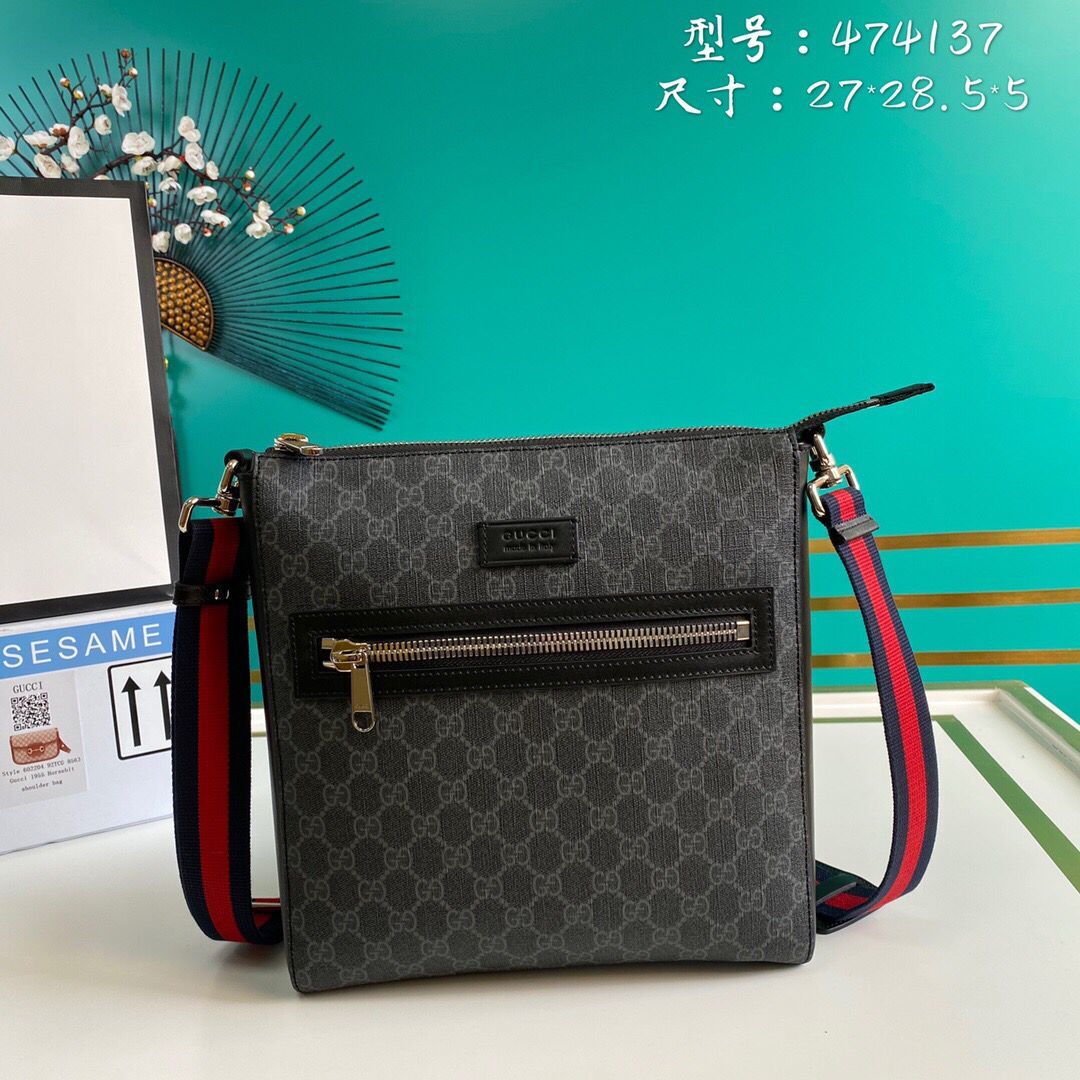 Gucci Canvas Messenger Bag 474137 black