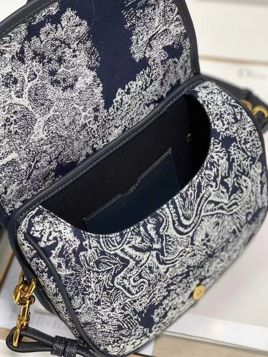 MEDIUM DIOR BOBBY BAG Warm Taupe Box Oblique Embroidery C9268 dark blue