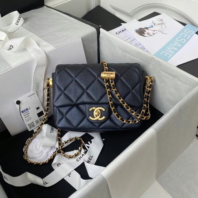 Chanel Flap Shoulder Bag Grained Calfskin AS2855 pearl black