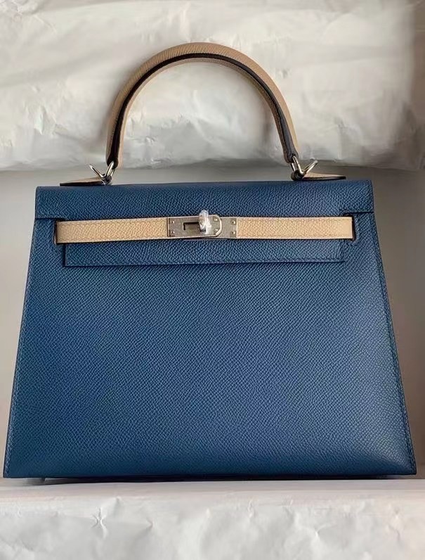 Hermes Original Epsom Leather KEL2578 blue&grey