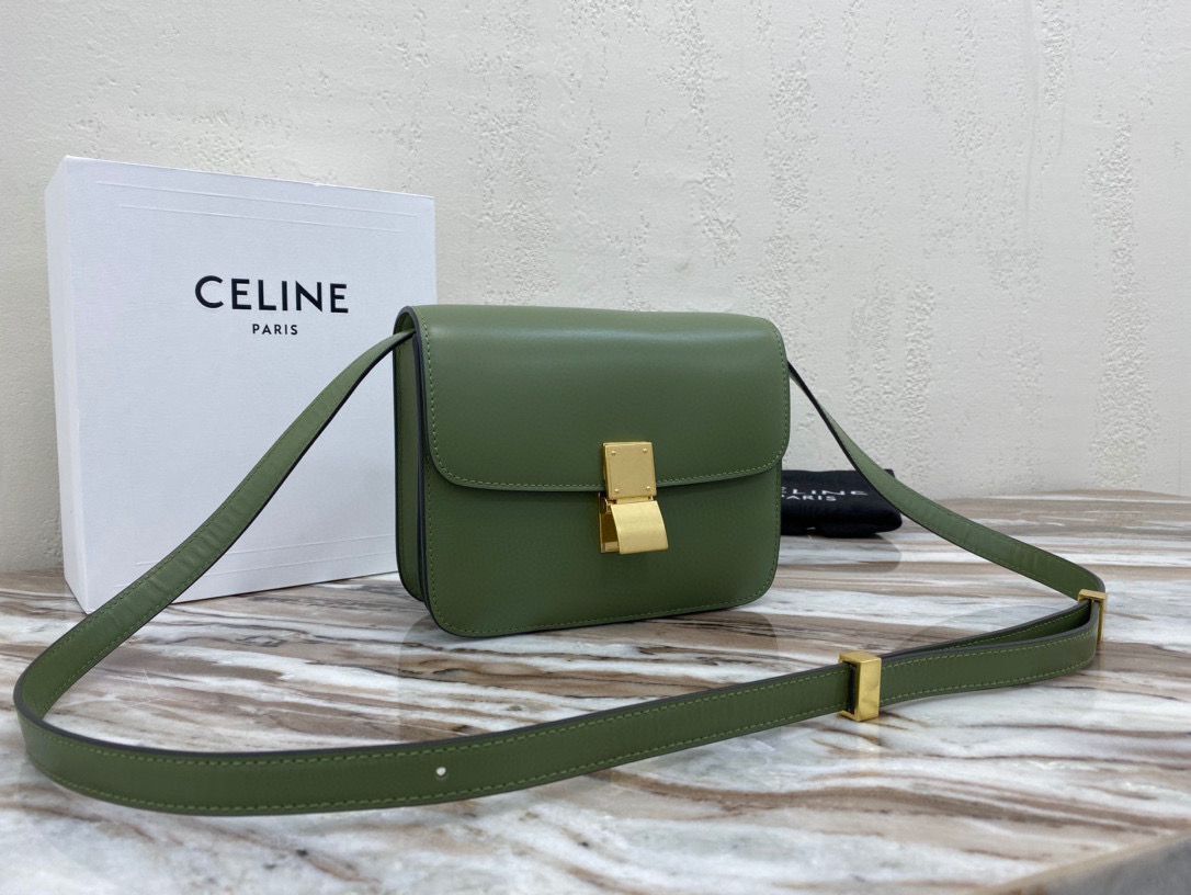 Celine Classic Box Teen Flap Bag Original Calfskin Leather 3379 Green