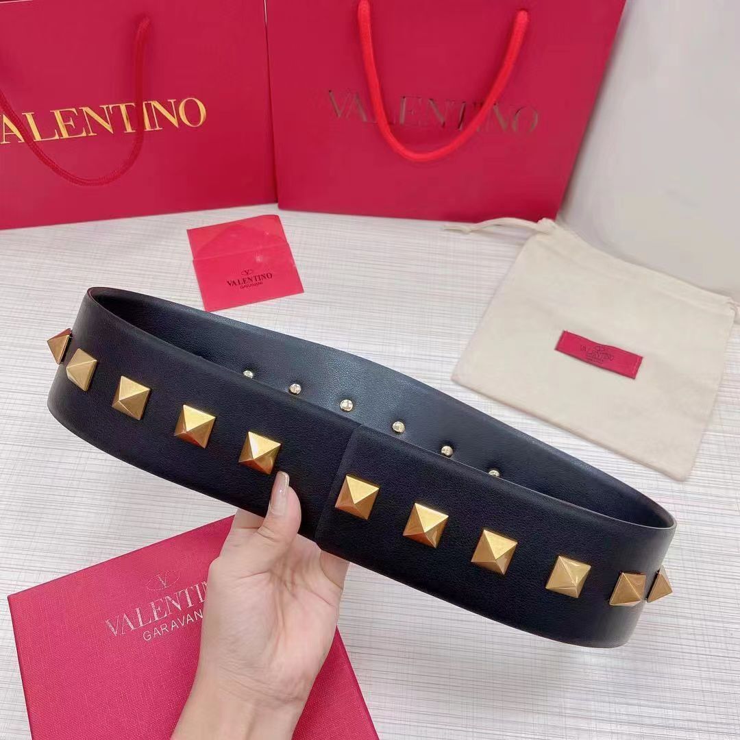 Valentino Original Calf Leather Belt 7.0CM V96788 Black