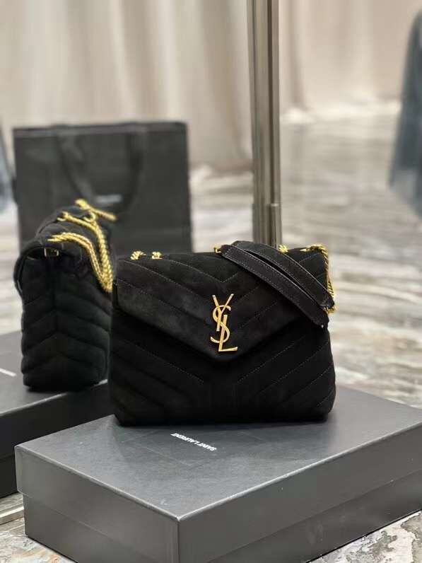 Yves Saint Laurent LOULOU MEDIUM BAG IN Y-QUILTED SUEDE Y94699 black