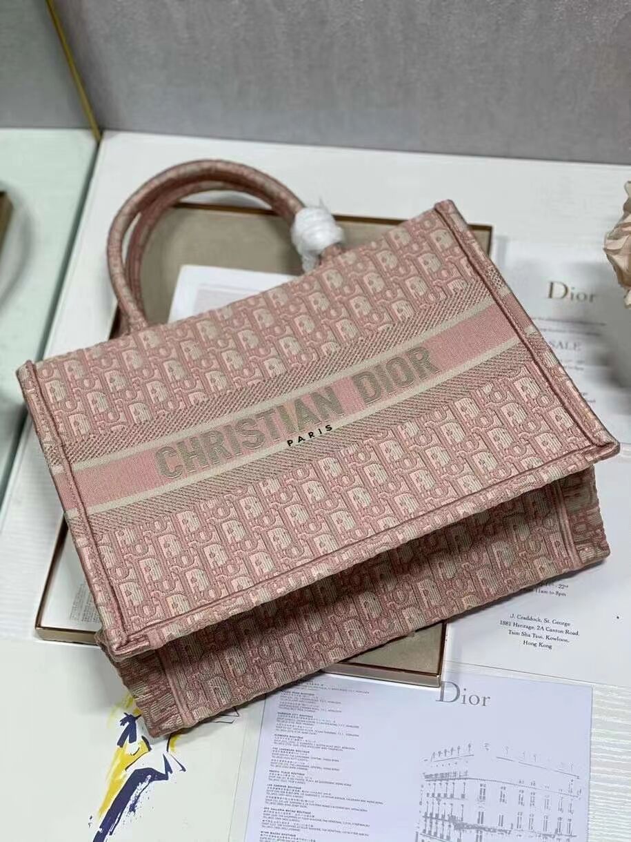SMALL DIOR BOOK TOTE Embroidery C1287-3 pink