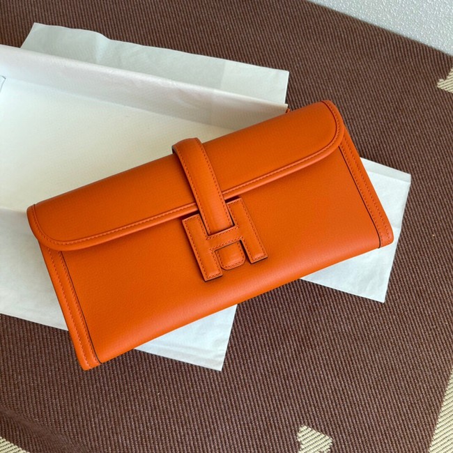 Hermes Original jige swift Leather Clutch 37088 Orange