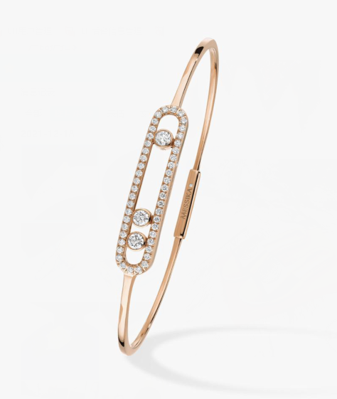 Messika Rose Gold Diamond Bracelet M5432 Move Pave Thin