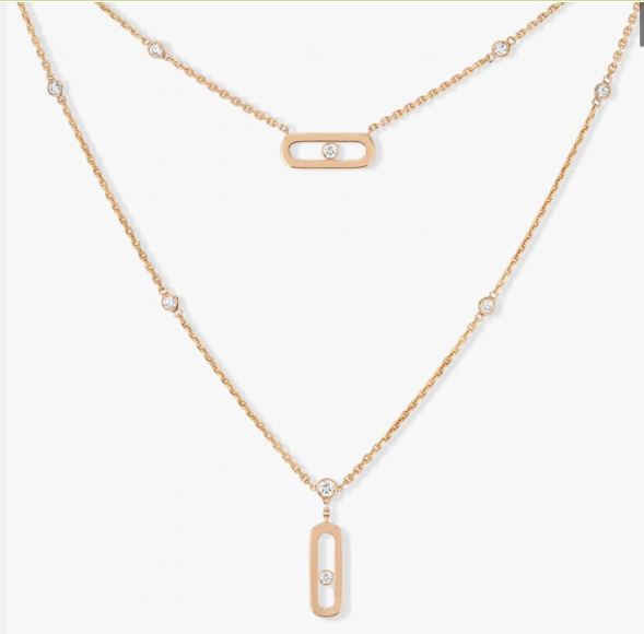Messika Rose Gold Diamond Necklace M5435 Move Uno 2 Rows