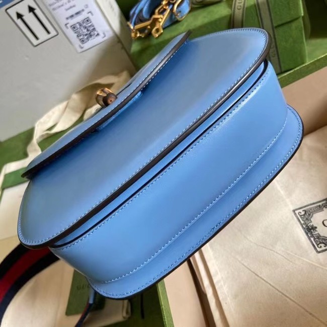Gucci Small top handle bag with Bamboo 675797 blue