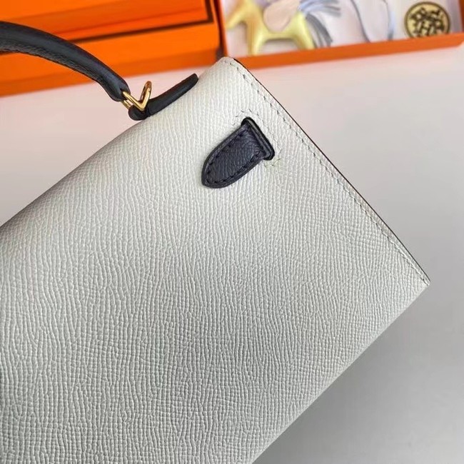 Hermes Kelly 19cm Shoulder Bags Epsom Leather KL19 Gold hardware white&black