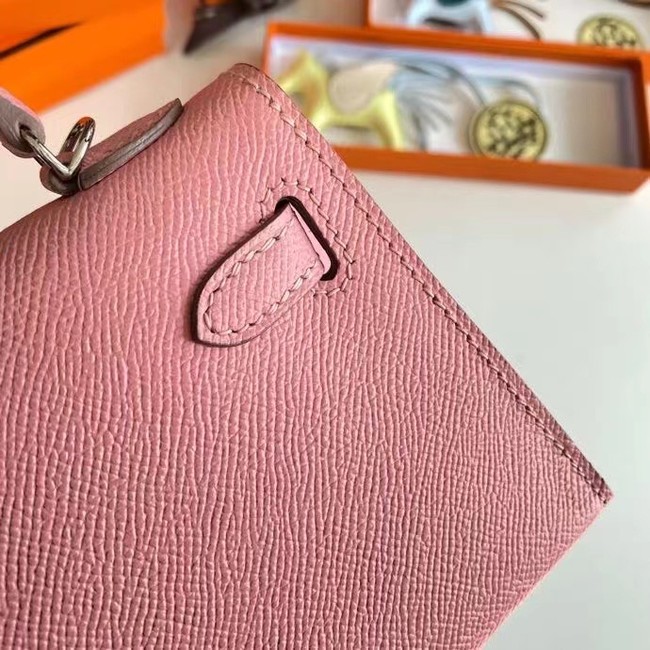 Hermes Kelly 19cm Shoulder Bags Epsom Leather KL19 Silver hardware pink