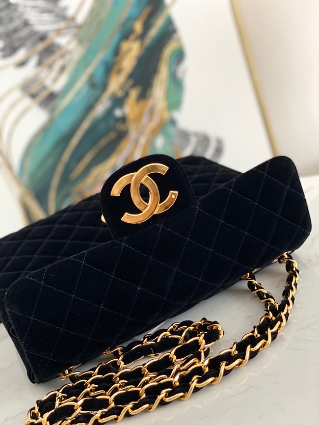 Chanel Velvet FLAP BAG AS8825 black
