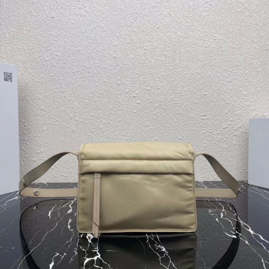 Prada Re-Nylon and nappa leather shoulder bag 1BM313 Biscuits