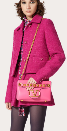 VALENTINO GARAVANI Stud Sign nappa Shoulder Bag NL098 pink