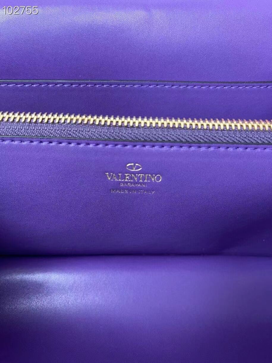 VALENTINO GARAVANI Stud Sign nappa Shoulder Bag NL098 purple