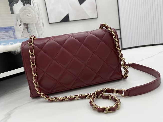 Chanel Flap Lambskin Shoulder Bag AS2557 Burgundy