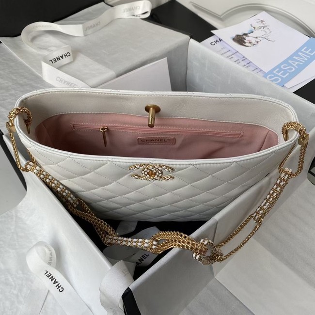 Chanel Lambskin Shoulder Bag AS2977 white