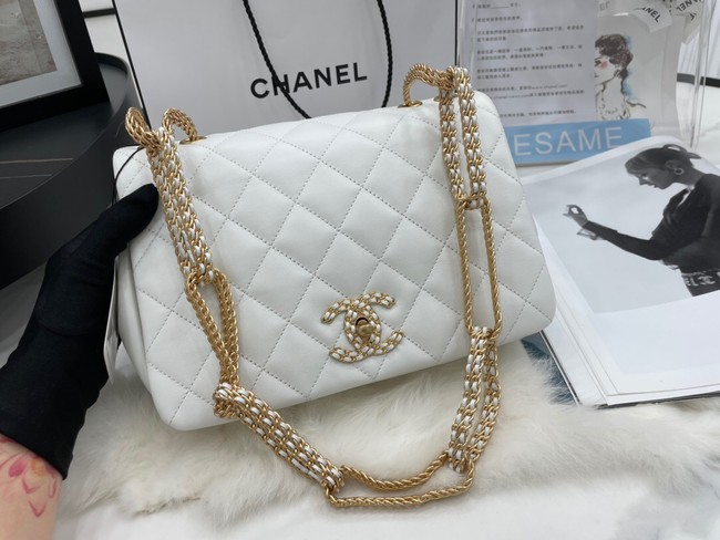 Chanel Flap Lambskin Shoulder Bag AS2975 white