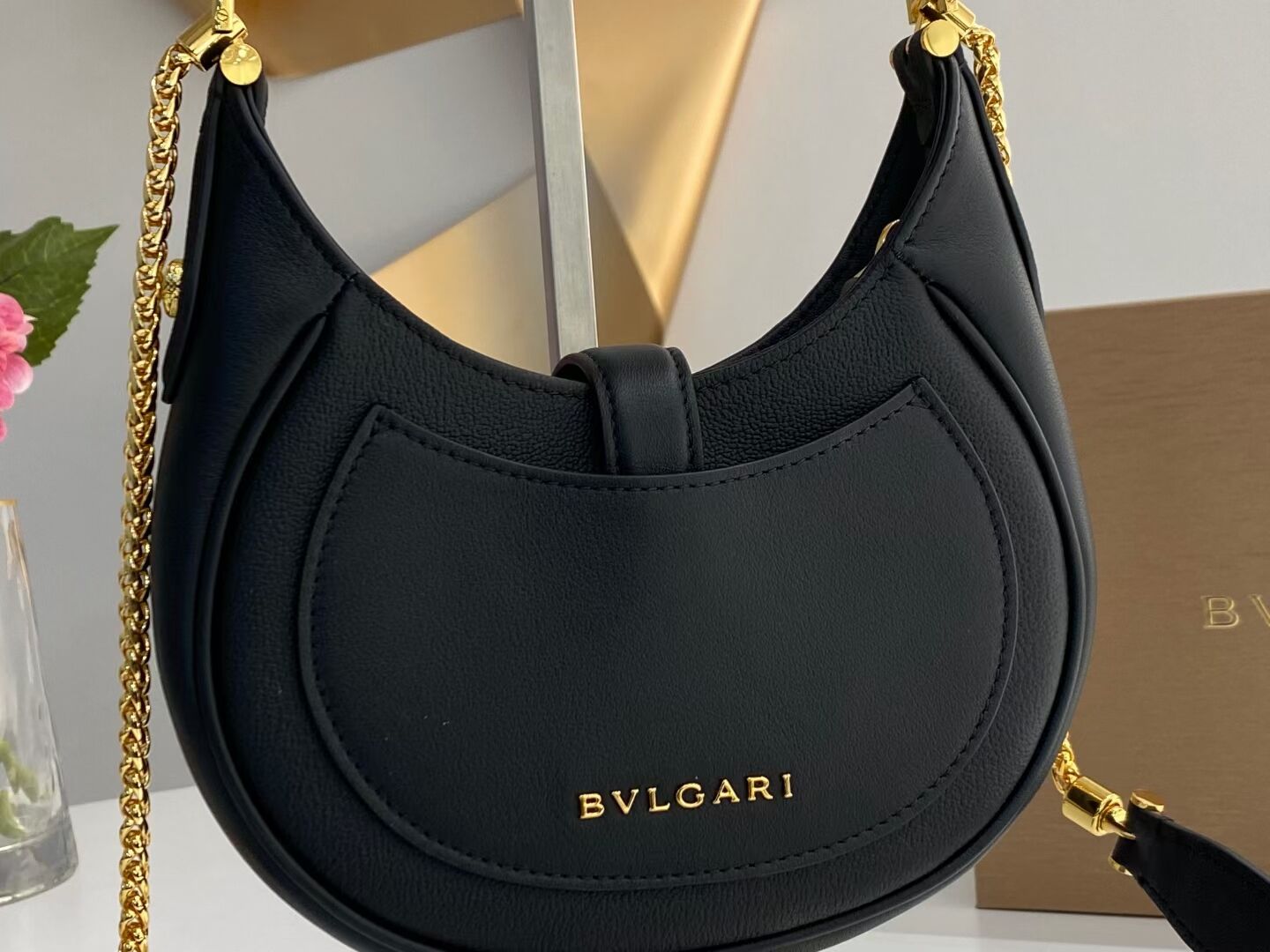 BVLGARI Shoulder Bag Calfskin Leather B281632 black