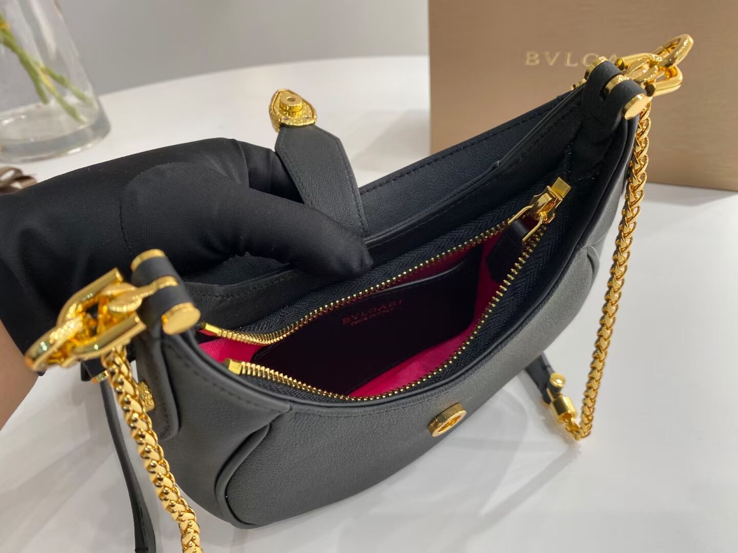 BVLGARI Shoulder Bag Calfskin Leather B281632 black