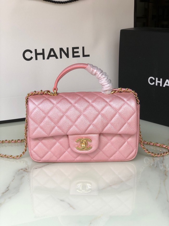 CHANEL mini flap bag with top handle AS2431 rose