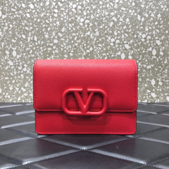 VALENTINO GARAVANI Stud Sign Grained Calfskin mini Shoulder Bag 0690 red