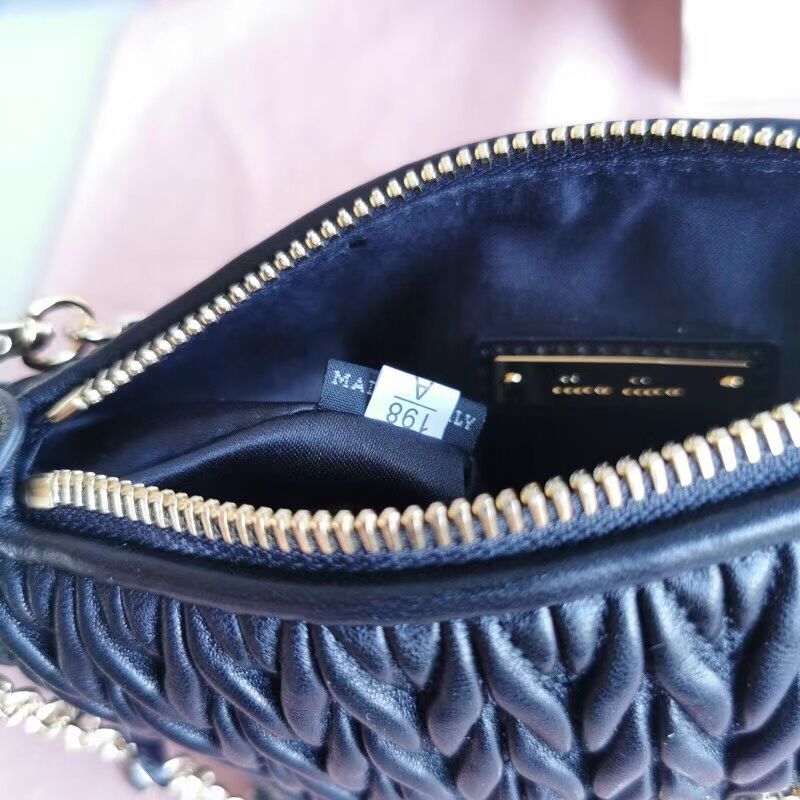 miu miu Matelasse Nappa Leather mini Shoulder Bag 6BE641 black