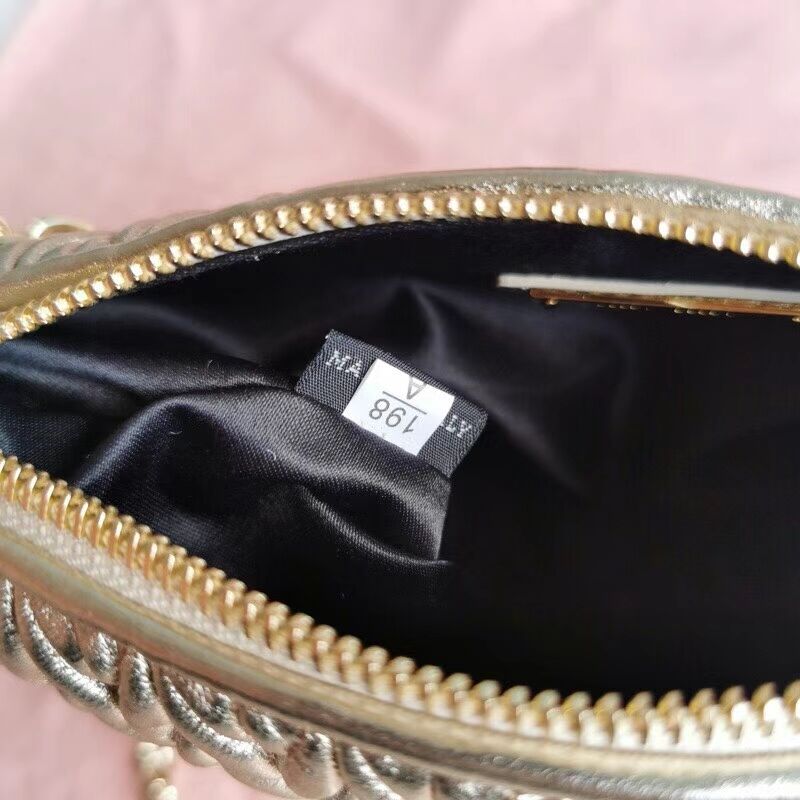 miu miu Matelasse Nappa Leather mini Shoulder Bag 6BE641 gold