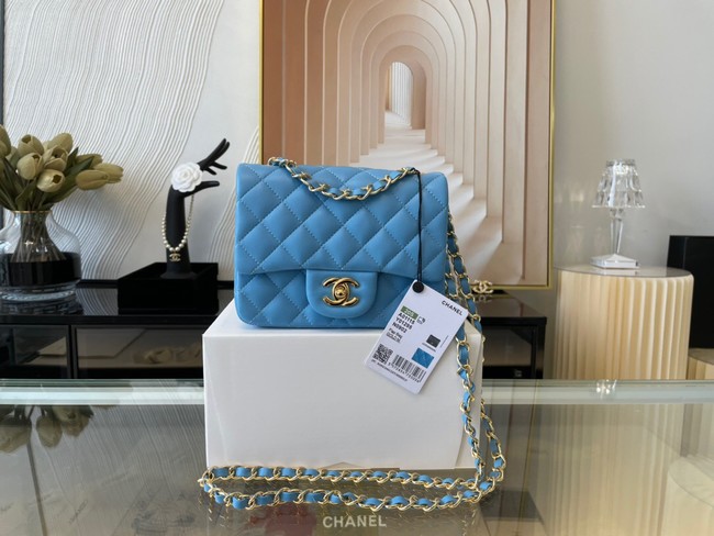 Chanel MINI Flap Bag Original Sheepskin Leather 1115 sky blue