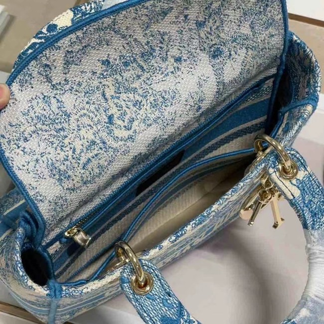 DIOR MEDIUM LADY D-LITE BAG Embroidery M0565OR blue