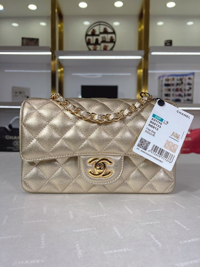 Chanel Flap Lambskin Shoulder Bag A01116 gold