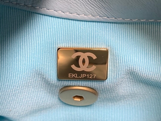 Chanel mini Shoulder Bag Lambskin&Gold-Tone Metal AS3205 sky blue