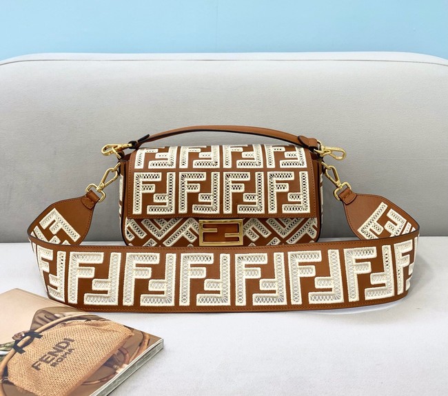Fendi Baguette leather bag 8BR600A Camel