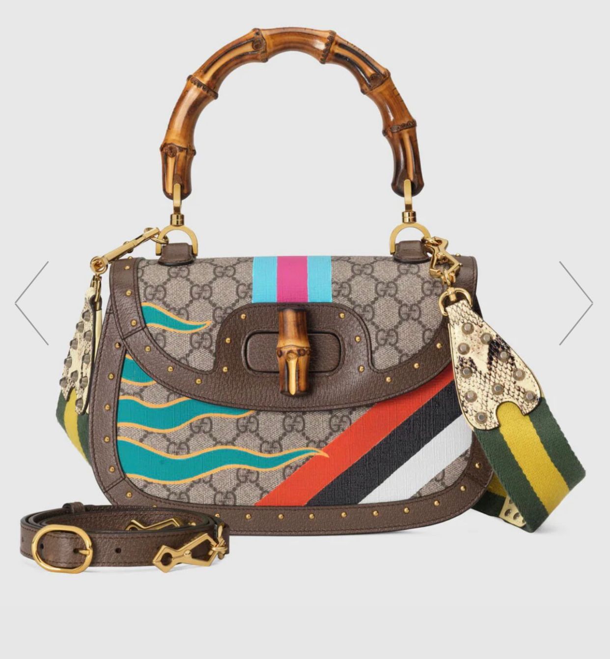 Gucci top handle bag with Bamboo 675798 colorful pattern