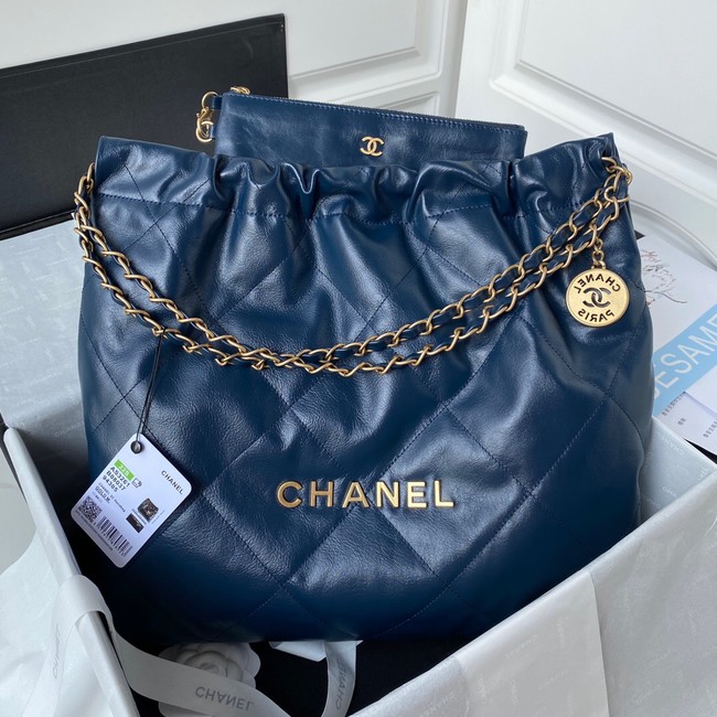 Chanel Calf leather shopping bag AS3261 dark blue