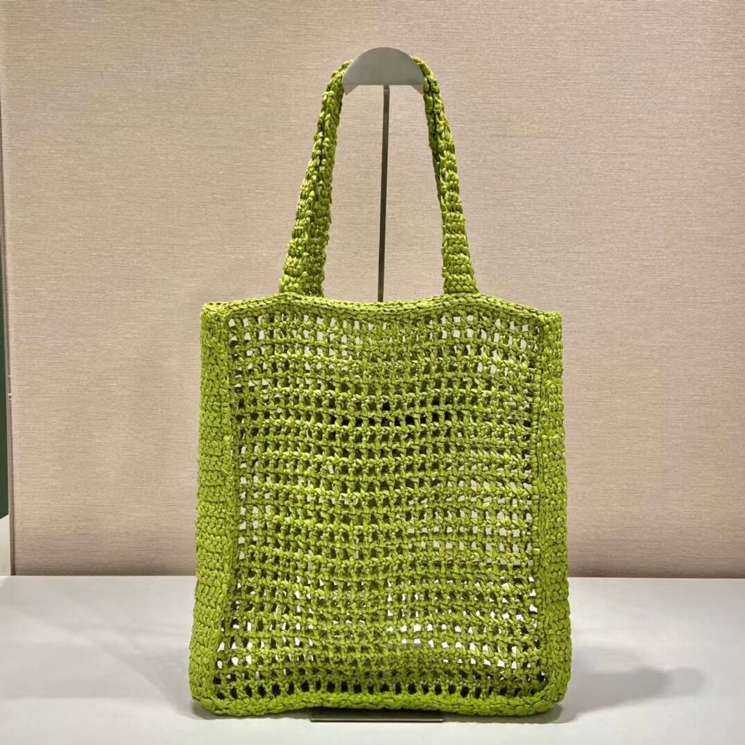 Prada Raffia tote bag 1CH393 green