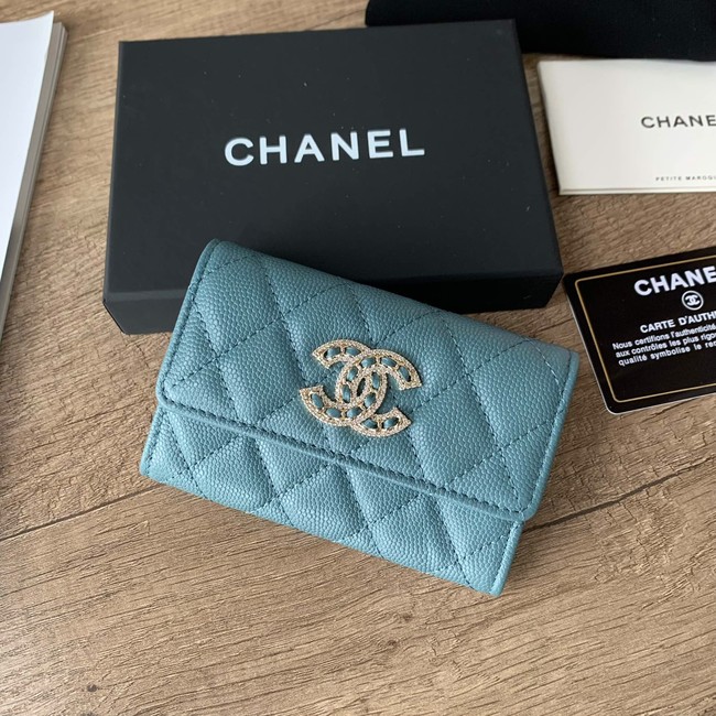 Chanel card holder Calfskin AP2735 blue