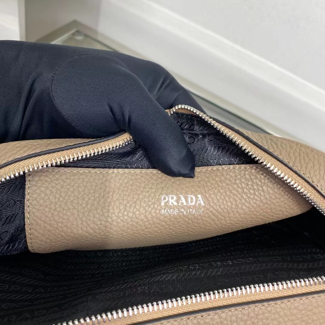 Prada Leather bag with shoulder strap 1BH082 gray
