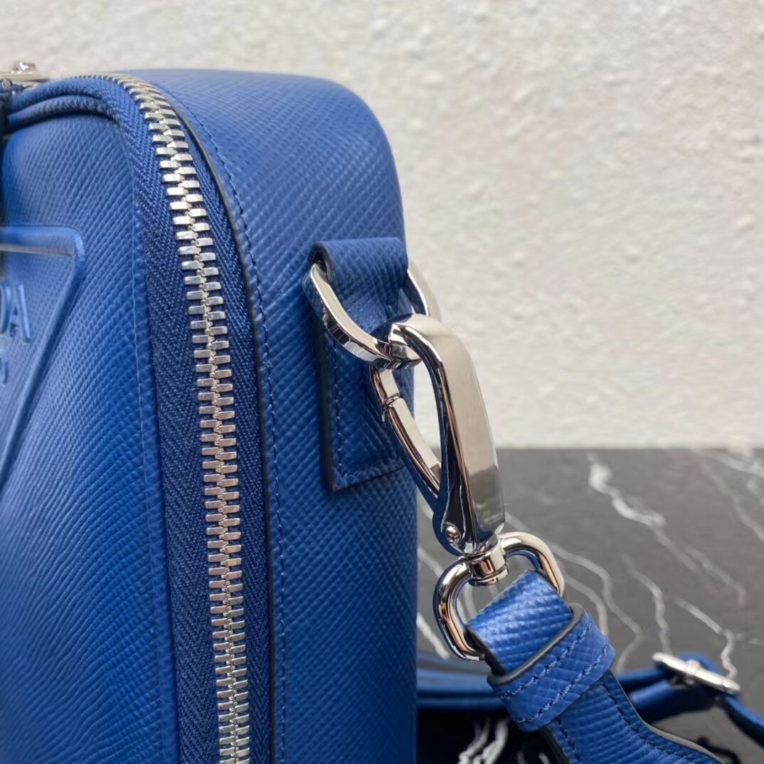 Prada Leather bag with shoulder strap 2BQ354 blue