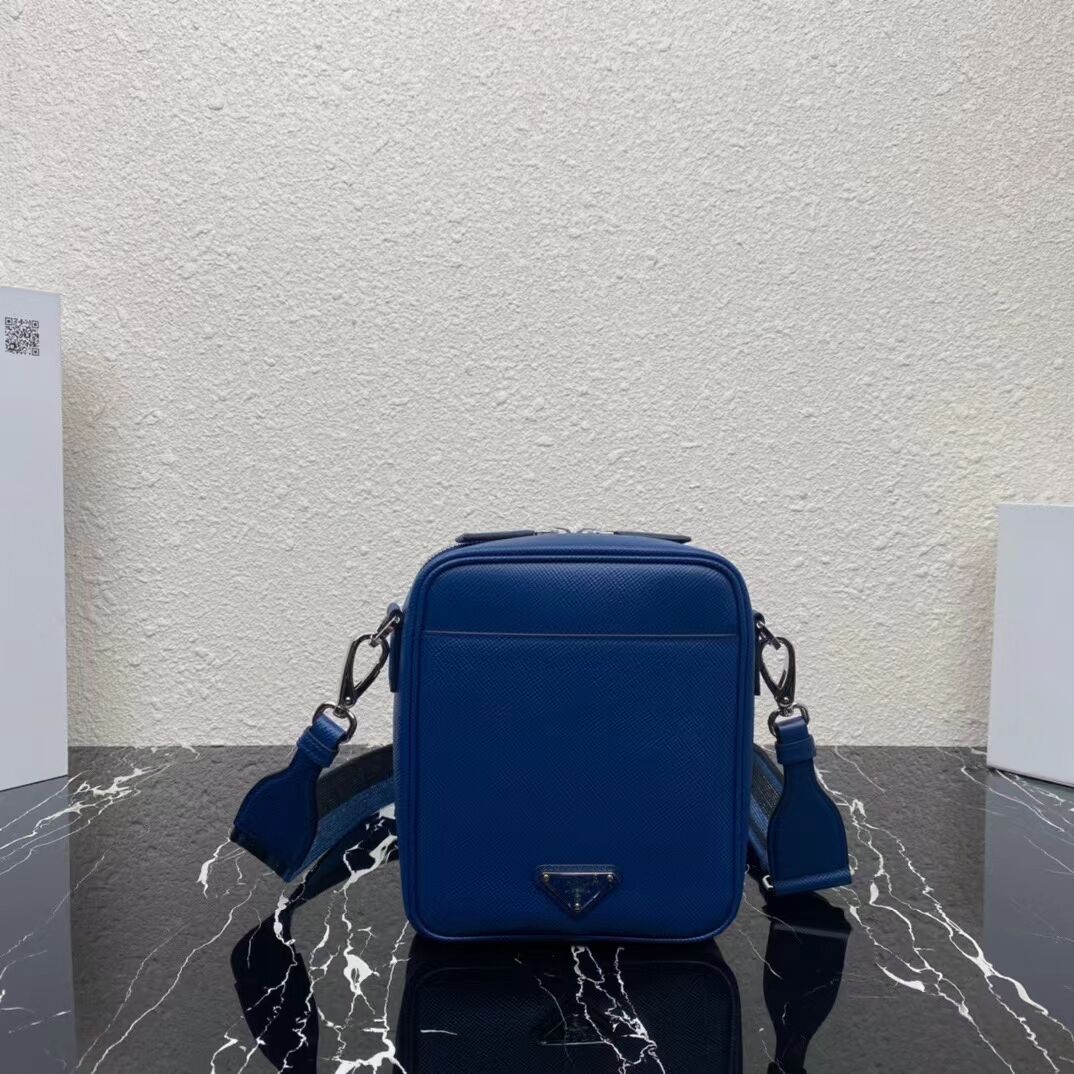 Prada Leather bag with shoulder strap 2BQ354 blue