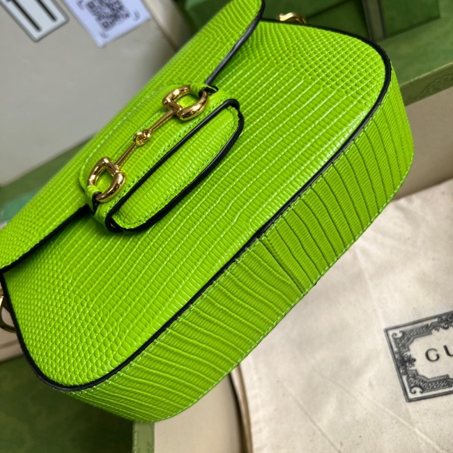 Gucci Horsebit 1955 lizard mini bag 675801 Fluorescent green