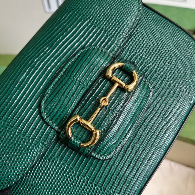 Gucci Horsebit 1955 lizard mini bag 675801 green