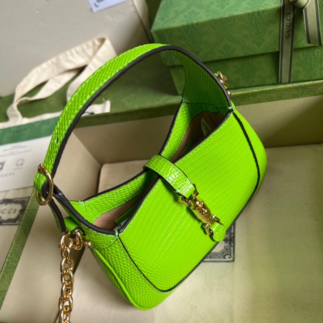 Gucci Jackie 1961 lizard mini bag 675799 Fluorescent green