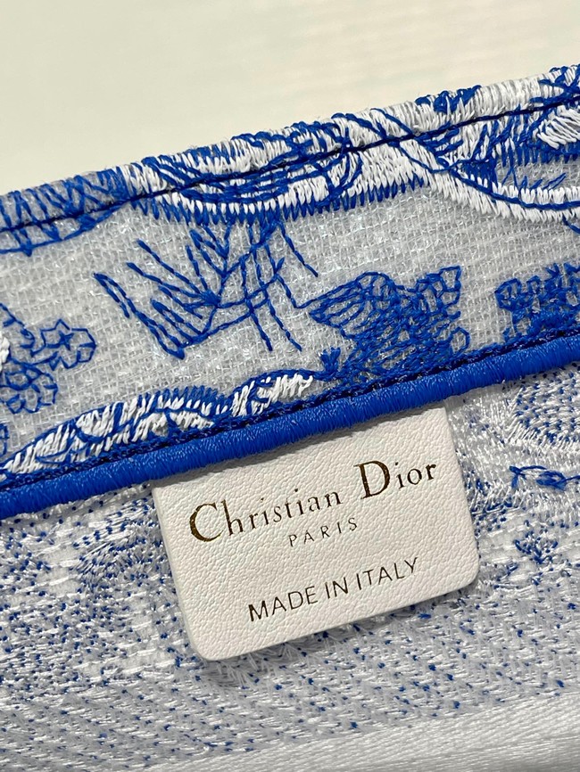 SMALL DIOR BOOK TOTE Blue Toile de Jouy Reverse Embroidery M1265ZRGO