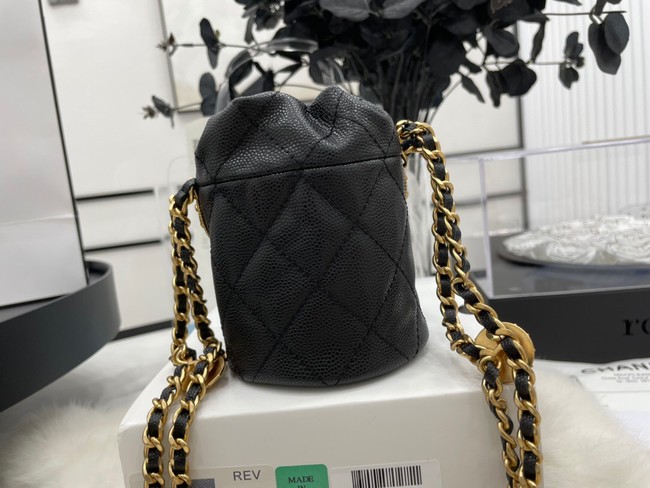 Chanel Drawstring Bag & Gold Metal A68081 black